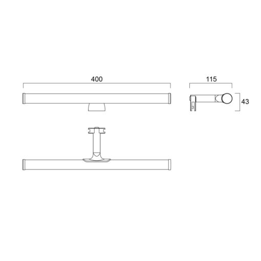 Sylmirror LED Flute, L400mm, 6W, 540lm, 4000K, ONOFF, CRI80, kromat fäste, opal diffusor - Bild 6