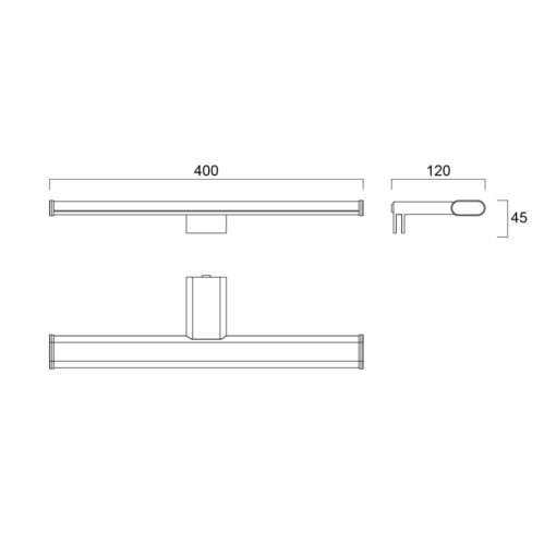 Sylmirror LED Slim, L400mm, 8W, 560lm, 4000K, ONOFF, CRI80, kromat fäste, opal diffusor - Bild 7
