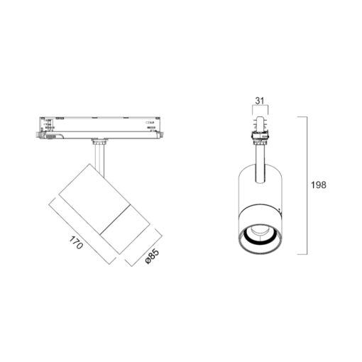 Pixo Zoom, 3-fas, 24W, 1850lm, 2700, 3000, 4000K, CRI90, 17-60° ljusöppning, svart, DALI - Bild 17
