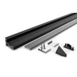 Aluminiumprofil Set Hörn 24×19,4mm, 2000mm, svart, frostad diffusor