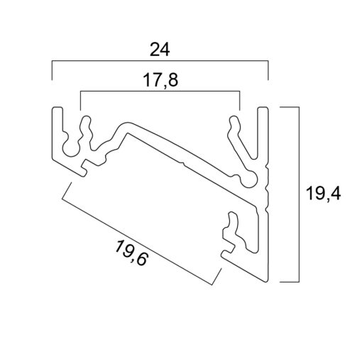 Aluminiumprofil Set Hörn 24×19,4mm, 2000mm, svart, frostad diffusor - Bild 6