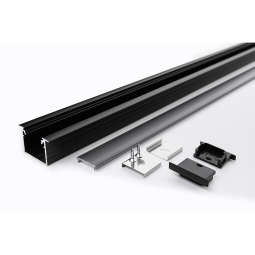 Aluminiumprofil Svart Set Infälld 23x20mm 2000mm - Bild 2