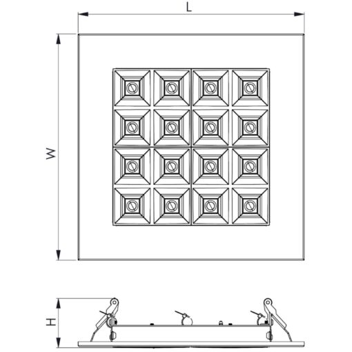 Tetra R, 230x230mm, infälld, 14,6W, 2237lm, 3000K, CRI80, parabolisk reflektor, ONOFF, vit - Bild 4