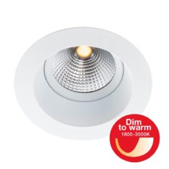 SLC ONE SOFT DTW, D90mm, 8W, 447lm, 1800-3000K, CRI90, ljusöppning 36°, FASDIM, vit
