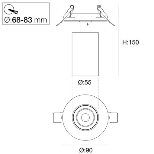 SLC Art 1xWH, D55mm, infälld, 10W, 740lm, 2700K, CRI90, 24°, Trailing edge, vit - Bild 7
