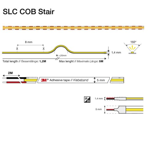 SLC COB Stair 3W/m 285lm/m 3000K Ra90, 24V, IP20, 1200mm - Bild 2