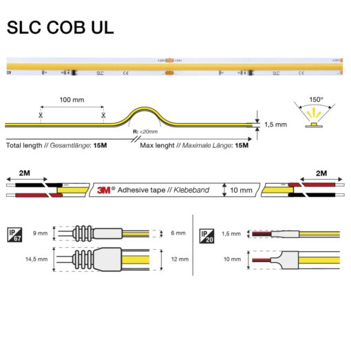 SLC COB Ultralong, 8W/m 760lm/m 3000K Ra>90 24V IP20 15m - Bild 4