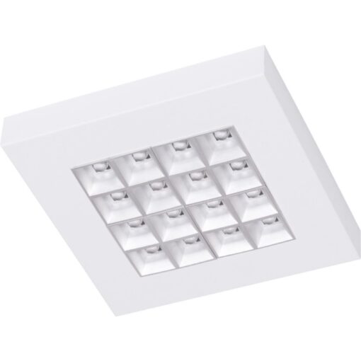 Tetra S, 255x255mm, ytmonterad, 18,3W, 2772lm, 3000K, CRI80, parabolisk reflektor, ONOFF, vit