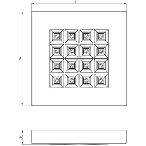 Tetra S, 255x255mm, ytmonterad, 18,3W, 2772lm, 3000K, CRI80, parabolisk reflektor, ONOFF, vit - Bild 3