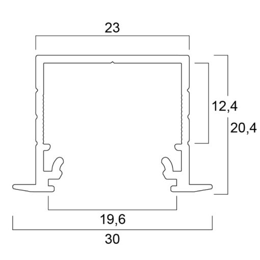 Aluminiumprofil Set U-profil Infälld 23x20mm 2000mm - Bild 5