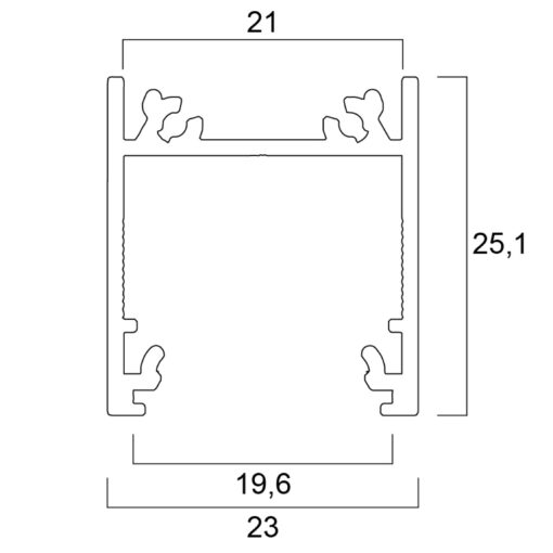 Aluminiumprofil Ytmontage 20 (23×25) 2m Set Svart/Vit - Bild 4