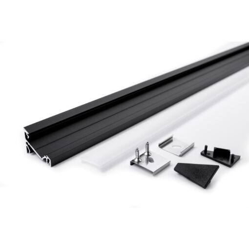 Aluminiumprofil Hörn 14 (24×19) 2m Set Svart/Vit