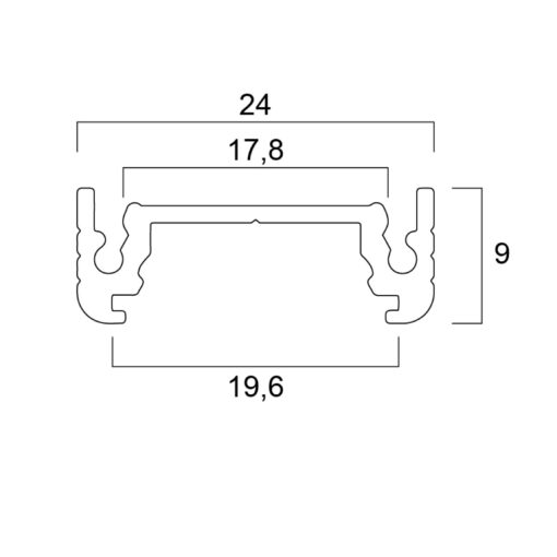 Aluminiumprofil Ytmontage 14 (24×9) 2m Set Svart/Vit - Bild 4