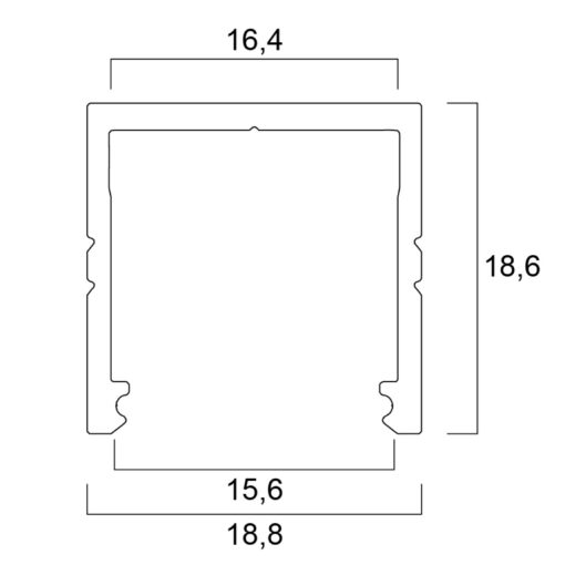 Aluminiumprofil Set U-profil Djup 16,4×18,6mm 2000mm, silver - Bild 5