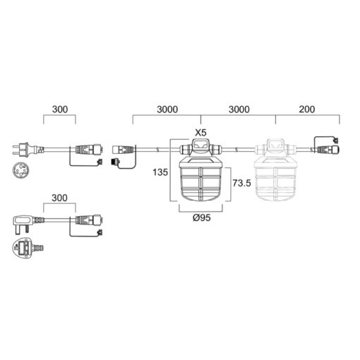 Sylwork String Light IP65, ytmonteras, 50W, 5000lm, 4000K, 15m, Gul - Bild 13