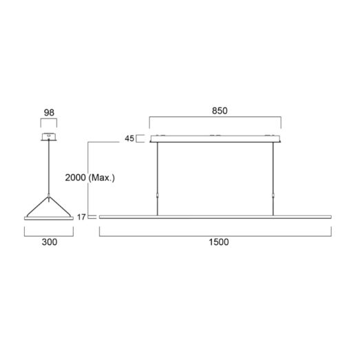 Areum Suspended, pendlas, L1500mm, 56W, 7000lm, 4000K, CRI80, direkt/indirekt, DALI, aluminium - Bild 11