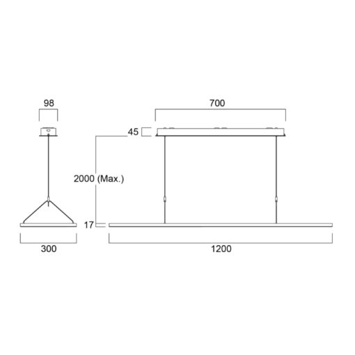 Areum Suspended, pendlas, L1200mm, 41W, 5150lm, 4000K, CRI80, direkt/indirekt, Sylsmart SSA, vit - Bild 15