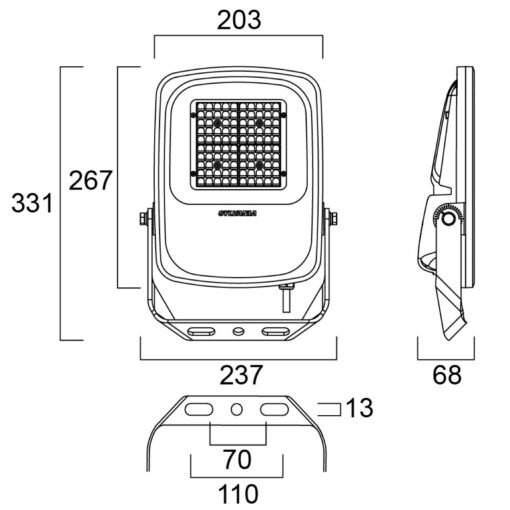 Kalani IP66 3KLM, ytmonteras, 23W, 3400lm, 4000K, CRI80, assymetrisk 65x120°, ONOFF, svart, kabel 1m - Bild 8