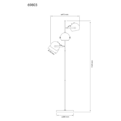 BOW golvlampa 3-arm, H1520mm, Gu10, vit/brun/silver - Bild 6