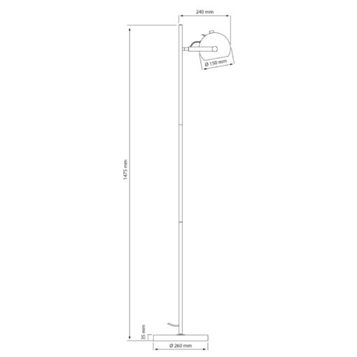 BOW golvlampa 1-arm, H1520mm, Gu10, svart/matt mässing - Bild 6