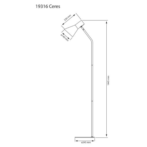 CERES golvlampa, H1460mm, E27, svart - Bild 6