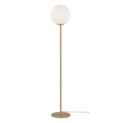 MOLEKYL golvlampa, H1300mm, E14, matt mässing/opalvit