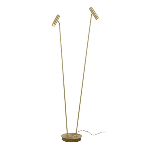 ARCTIC golvlampa dubbel, H1370mm, 2X6W, 3000K, matt/mässing