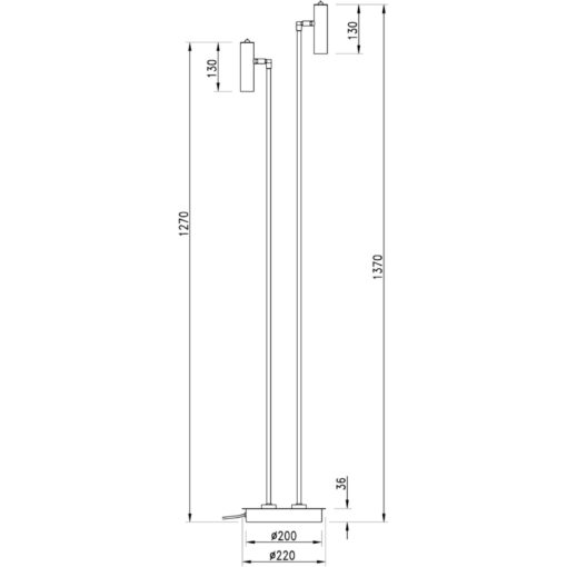 ARCTIC golvlampa dubbel, H1370mm, 2X6W, 3000K, matt/mässing - Bild 5