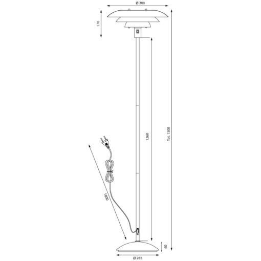 EPSILON golvlampa, H1500mm, E27, svart - Bild 9