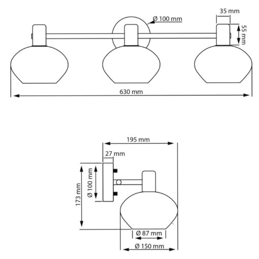 ELBA vägglampa 3:a, B630mm, G9, matt mässing - Bild 5